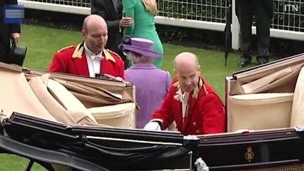 Queen meets jockey Ryan Moore as horse 'Estimate' wins Gold Cup