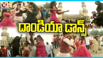 Dandiya Dance In Ganesh Nimajjanam _ Charminar _ V6 News (1)