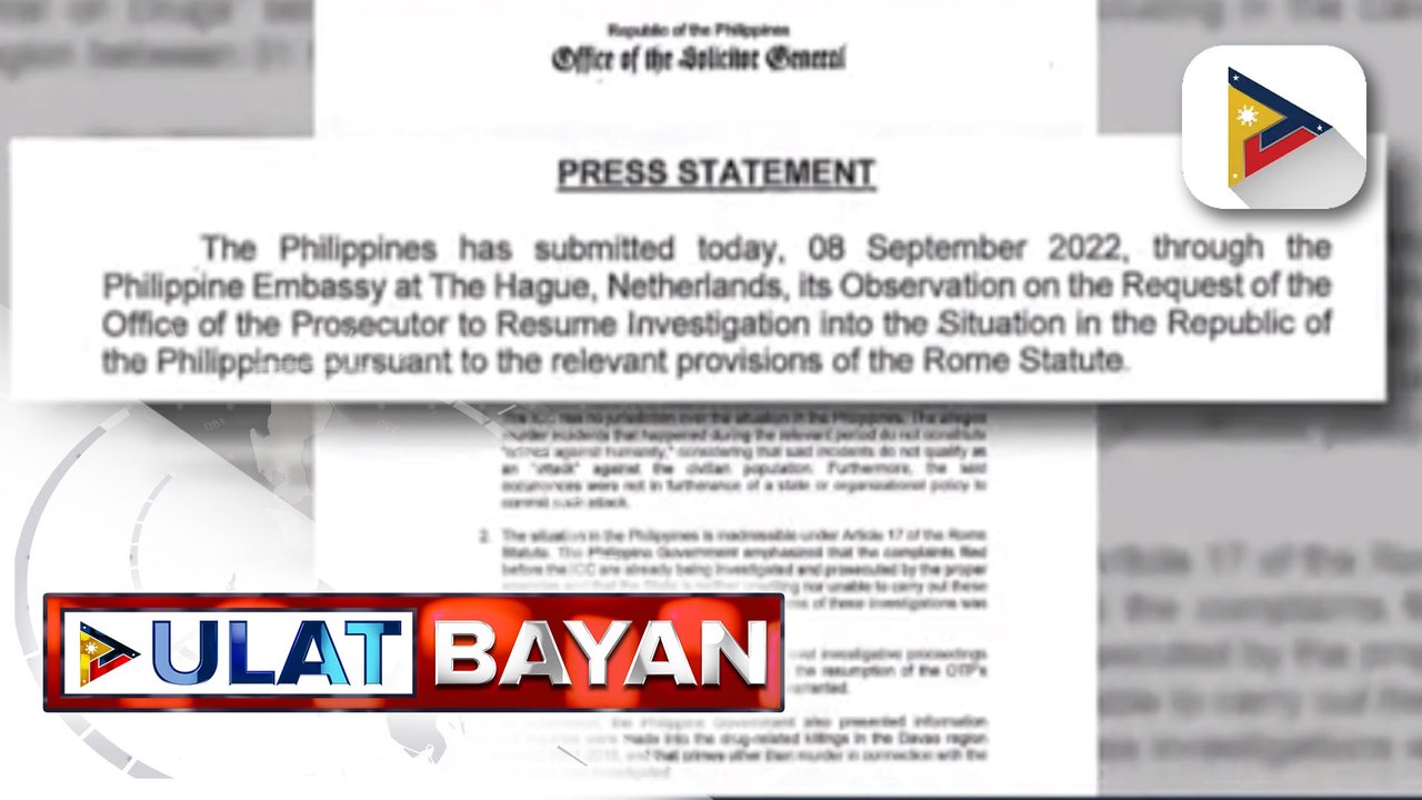 SolGen Guevarra: Pamahalaan, iginiit sa ICC na huwag ituloy ang imbestigasyon sa drug war