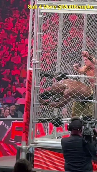 The Miz slams Bobby Lashley with steel cage door! #shorts #wwe #wweraw #bobbylashley #steelcage