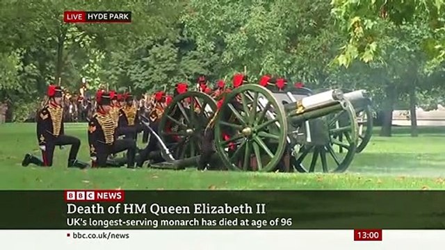 Disparition de la Reine Elisabeth II: 96 coups de canon ont été tirés dans tout le Royaume-Uni, de Londres à Belfast, pour lui rendre hommage - VIDEO