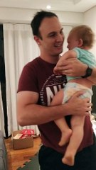 Beardless Dad Shocks a Baby