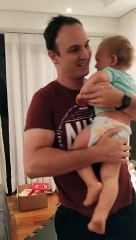 Beardless Dad Shocks a Baby