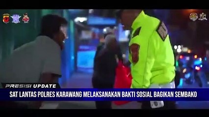 MENEMBUS DINGINNYA MALAM TIM SATLANTAS POLRES KARAWANG POLDA JAWA BARAT BERSEMANGAT MELAKSANAKAN KEGIATAN MULIA BAKSOS BAGI WARGA TERDAMPAK EKONOMI