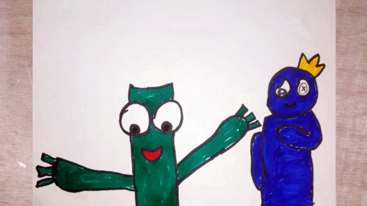 Blue x Green. What's Red up to? Rainbow friends. Comics drawing