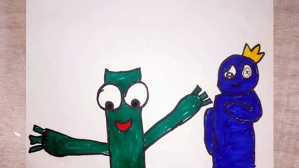 Roblox rainbow friend Blue and Green  drawing