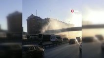 Metrobüs kazasından saniyeler sonrası kamerada...Ortalık toz dumana karıştı