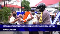 Ringankan Beban Masyarakat Terdampak Kenaikan Harga BBM, Bhabinkamtibmas Polres Mojokerto Kota Bagikan Sembako