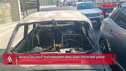 Seyir halindeyken alev alan otomobil yandı