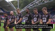 Huddersfield Giants and Salford Red Devils observe a minute's silence in honour of the Queen