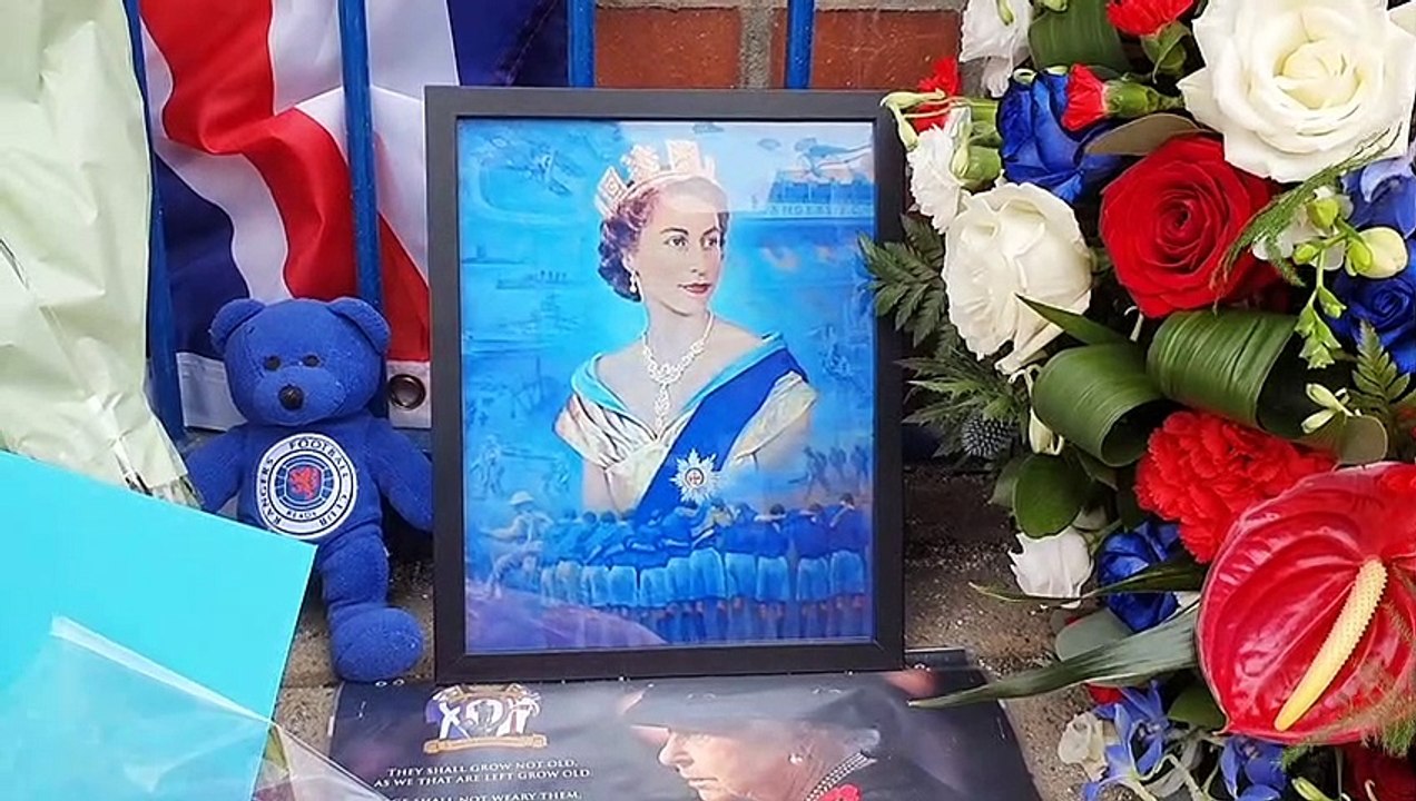 Rangers FC lay a floral tribute for Queen Elizabeth II outside Ibrox ...