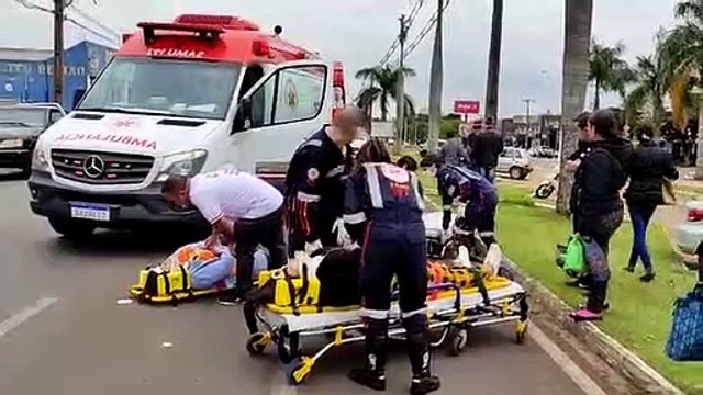 Mulheres ficam feridas após acidente envolvendo cachorro na av. Ângelo Moreira da Fonseca