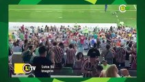 Fred comemora gol do Fluminense sobre o Fortaleza na tribuna do Maracanã