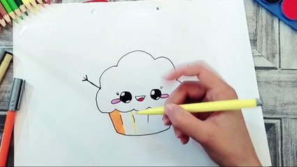How to draw cute cupcake | easy cupcake drawing| dessiner un petit gâteau mignon