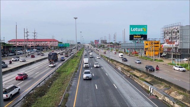 Morning rush hour at Nonthaburi Province in Thailand