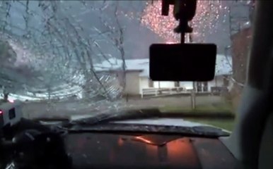 Extremely Large Hail Breaks Windshield in Texas