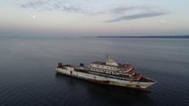 Çanakkale haberleri | (DRONE) Yunanistan Sahil Güvenlik birimlerinin taciz ateşi açtığı gemi Çanakkale Boğazı'nda demirledi