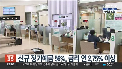신규 정기예금 56%, 금리 연 2.75% 이상