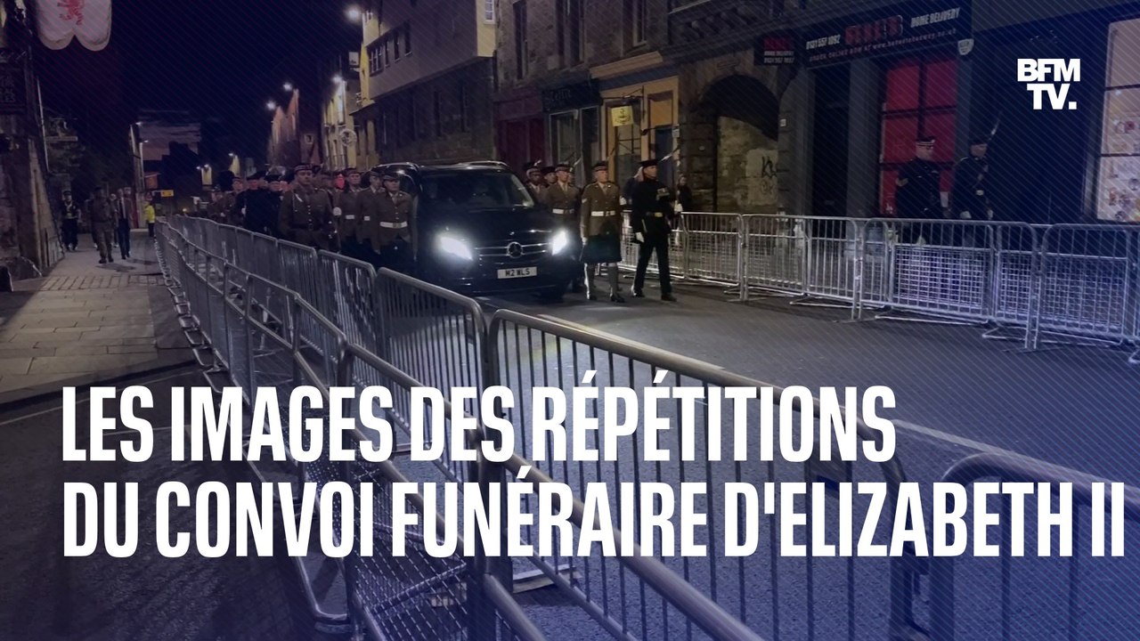Les images exclusives BFMTV des répétitions du convoi funéraire d'Elizabeth II à Édimbourg cette nuit