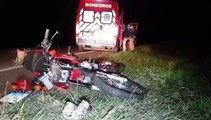 Rapaz de 26 anos cai de motocicleta na PR-486 e é socorrido pelo Siate