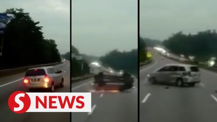 Seven men “cheat” death after MPV loses control on North-South Highway