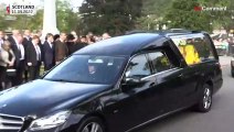 Queen Elizabeth II’s flag-draped coffin leaves Balmoral Castle
