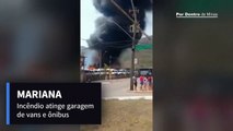 Incêndio atinge garagem de ônibus e vans em Mariana