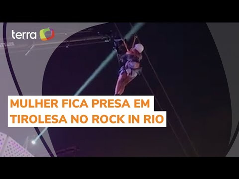 Mulher é resgatada após ficar presa em tirolesa do Rock in Rio