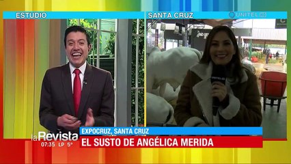 Angélica Mérida se llevó tremendo susto durante su visita a la Expocruz