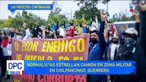 Normalistas protestan en contra del Ejército en Chilpancingo, Guerrero