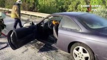 TEM'de dehşet anları: Bir otomobil yol ortasında alev alev yandı