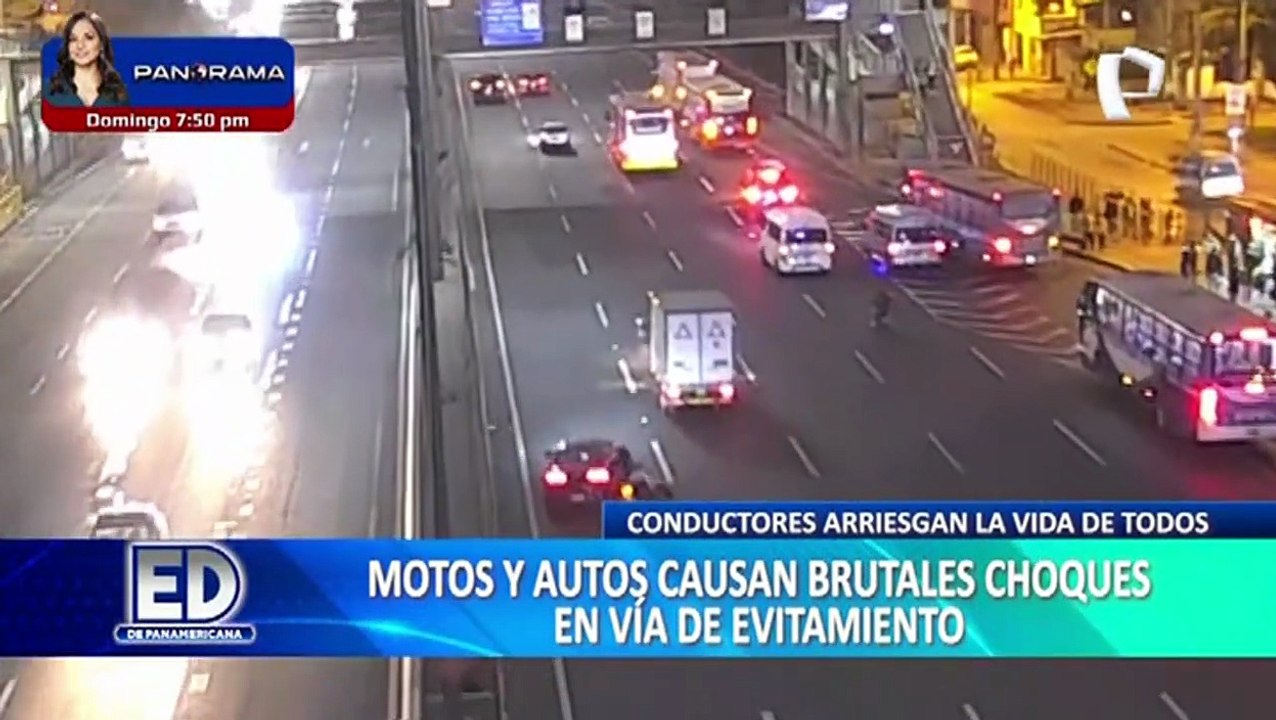 Motos y autos causan brutales choques en la Vía Evitamiento Vídeo