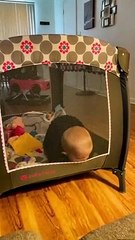 Baby Squishes Face in Mesh Netting