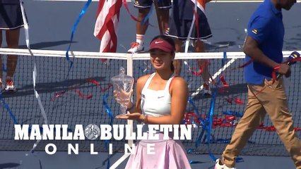 Winning moment of Alex Aela in 2022 US Open Girls Singles Championship game