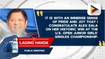 Pangulong Ferdinand R. Marcos Jr., nagpaabot ng pagbati sa pagkapanalo ni Alex Eala sa US Open Junior Girls’ Singles Championship