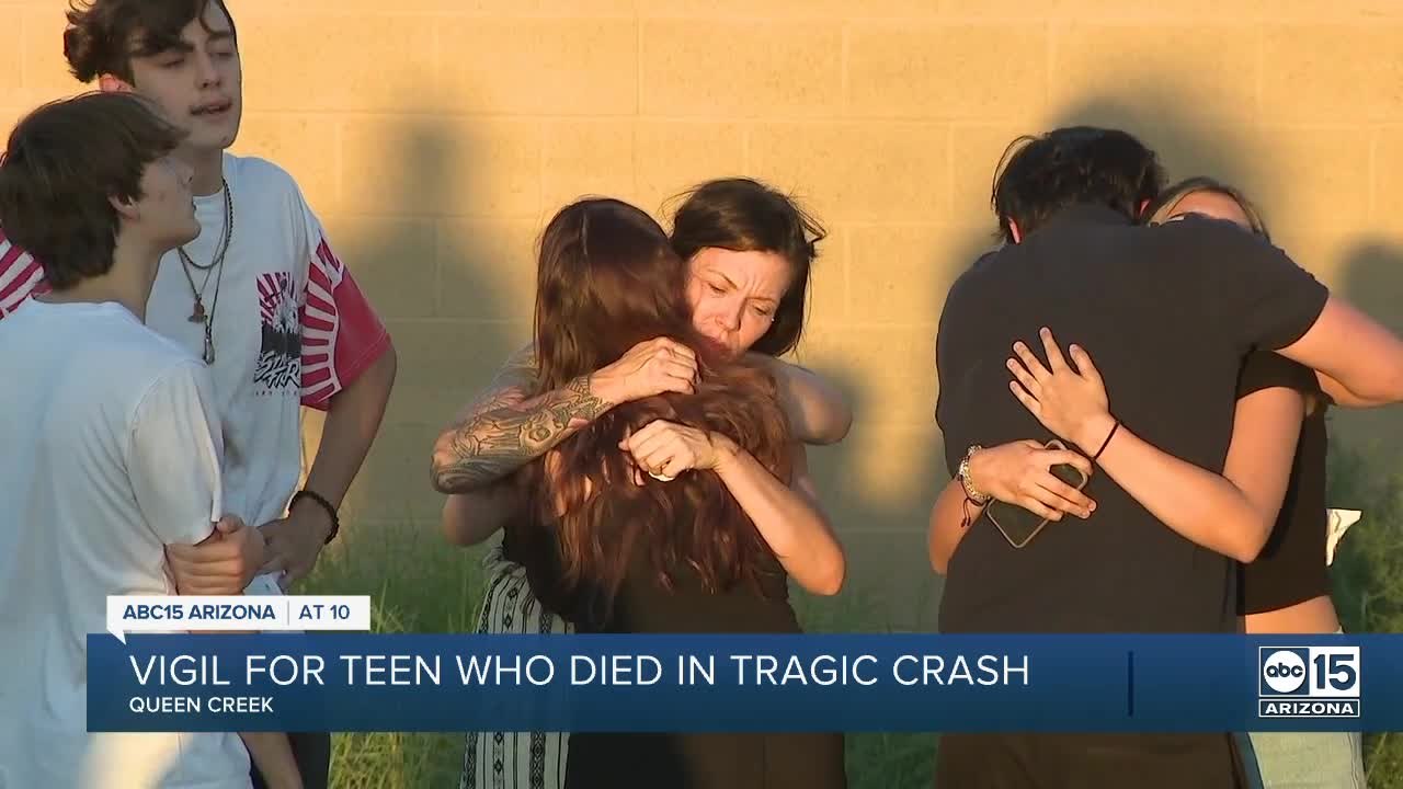 Community attends vigil for teen killed in Queen Creek crash - video ...