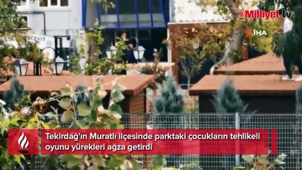 Çocukların tehlikeli oyunu kamerada