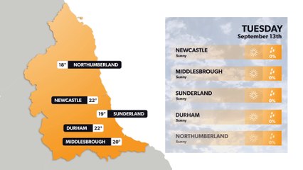 Newcastle weather forecast 12 September