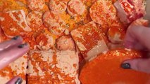 Tantalizing footage of ASMR artist CRUSHING gritty orange gym chalk blocks
