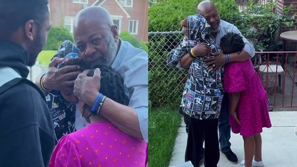 Elderly man beat by emotions after seeing kids and grandkids for the first time in years