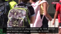 Moreno anuncia un cheque escolar de 100 euros