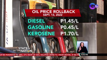 Panibagong rollback sa presyo ng produktong petrolyo, ipatutupad bukas | SONA