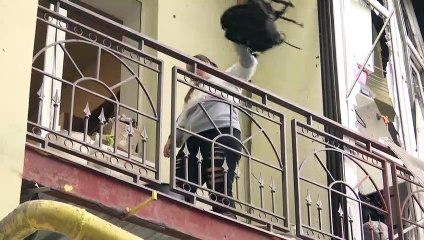 Ukraine : Un immeuble en ruines après une frappe russe à Kharkiv