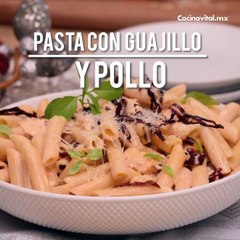 Receta de pasta penne con pollo y guajillo