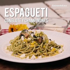 Receta de espagueti con elote y champiñones
