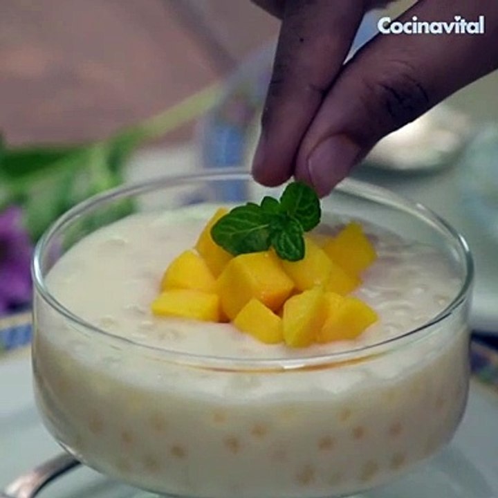 Tapioca con leche de coco y mango | Receta de Postres - Vídeo Dailymotion