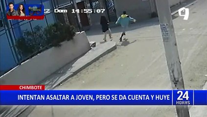 Chimbote: Cámaras captan a mujer que se salva de ser atacada por delincuentes
