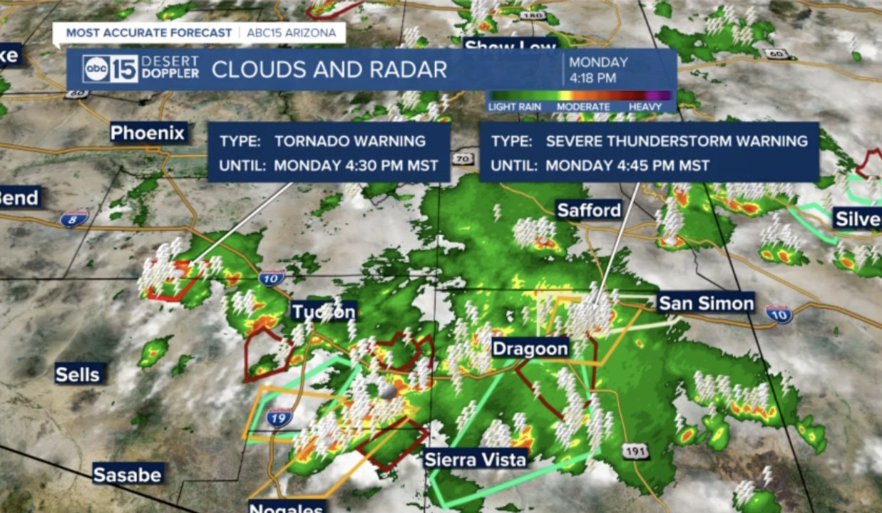Tornado Warning issued for parts of Pima and Pinal counties