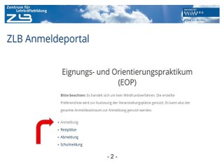 Anmeldung zum Eignungs- und Orientierungspraktikum (EOP)