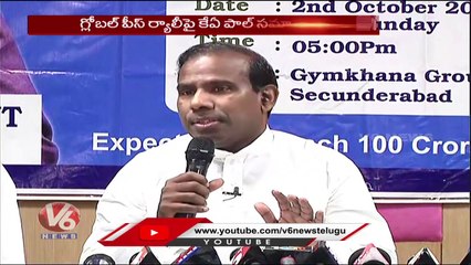 Prajashanthi Party Chief KA Paul Press Meet Over Global Peace Rally | Hyderabad | V6 News